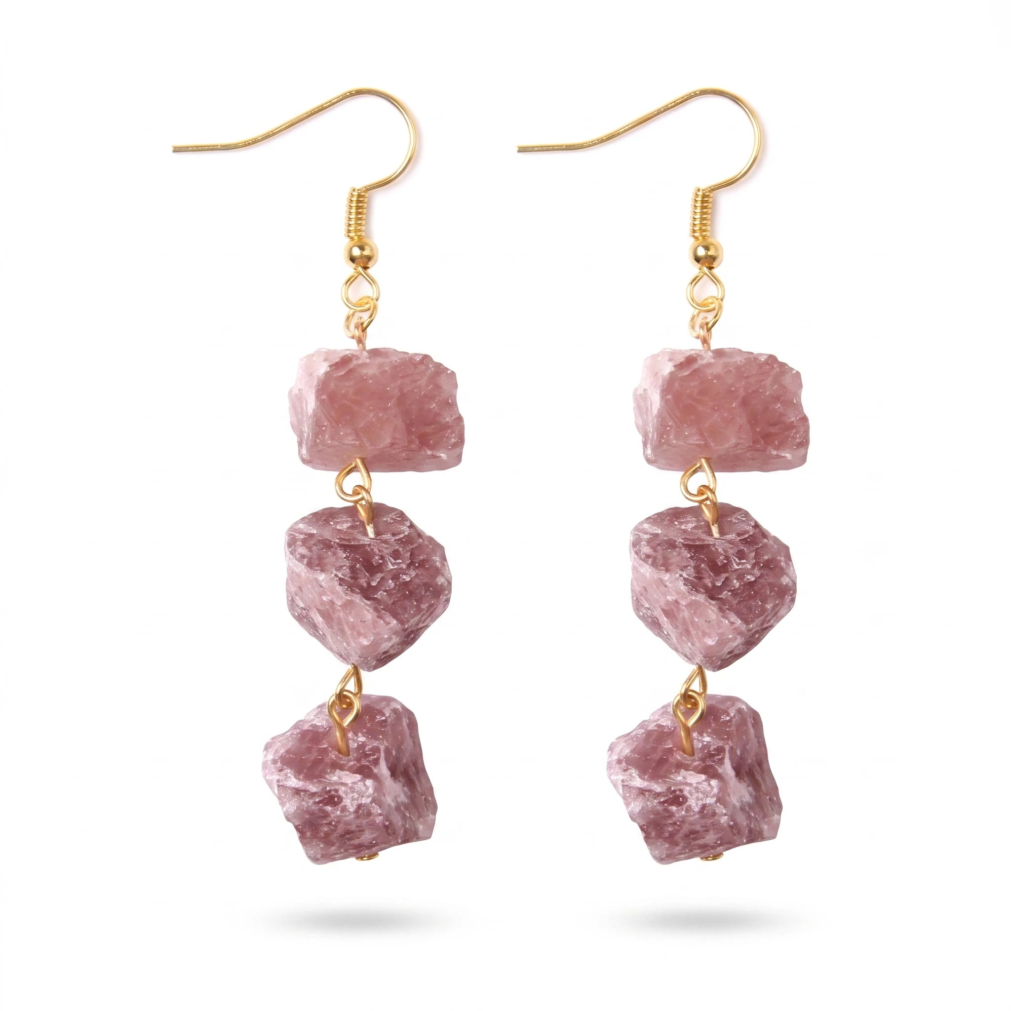 L'Échelle — Boucles d'oreilles à 3 étages en pierres — packshot variante fond blanc · AURÆN Pierres d'Âme