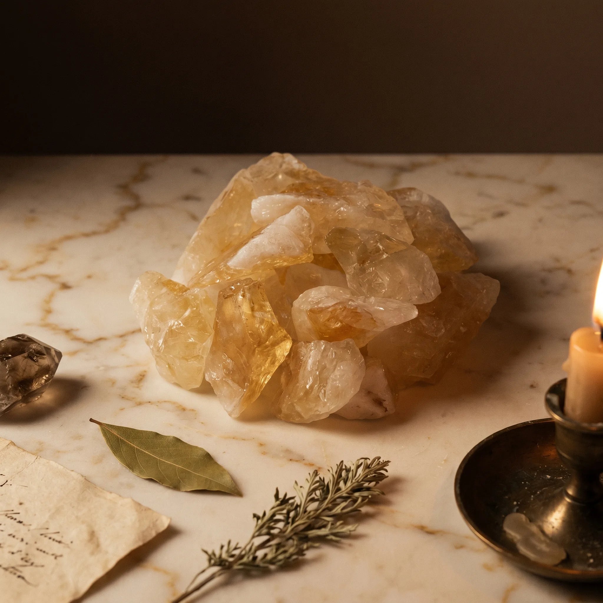 La Citrine Naturelle — Pierre solaire du jaune doré — mise en scène rituelle · AURÆN Pierres d'Âme