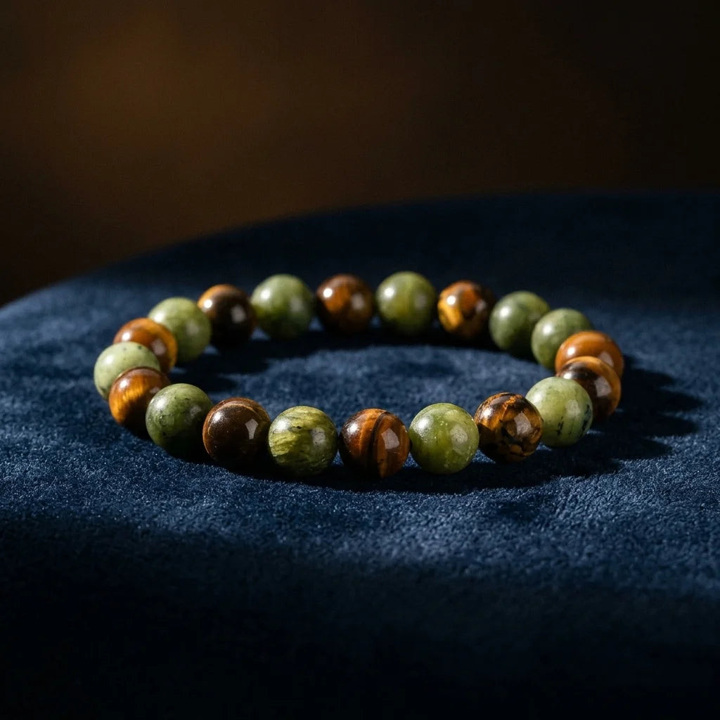 L'Abondance — Bracelet de prospérité — détail matière · AURÆN Pierres d'Âme