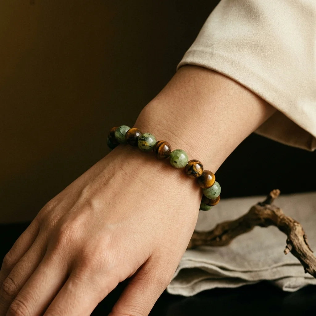 L'Abondance — Bracelet de prospérité — porté · AURÆN Pierres d'Âme