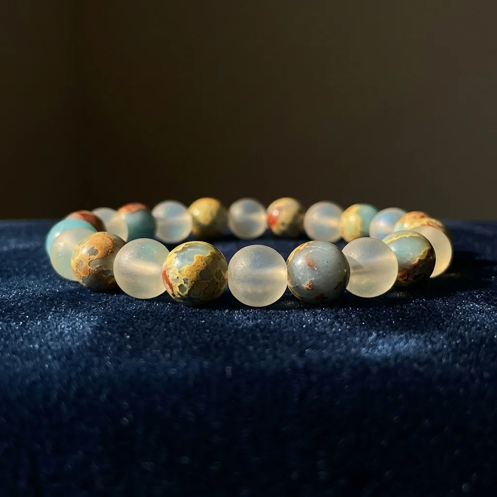 L'Aube — Bracelet des nouveaux commencements — détail matière · AURÆN Pierres d'Âme