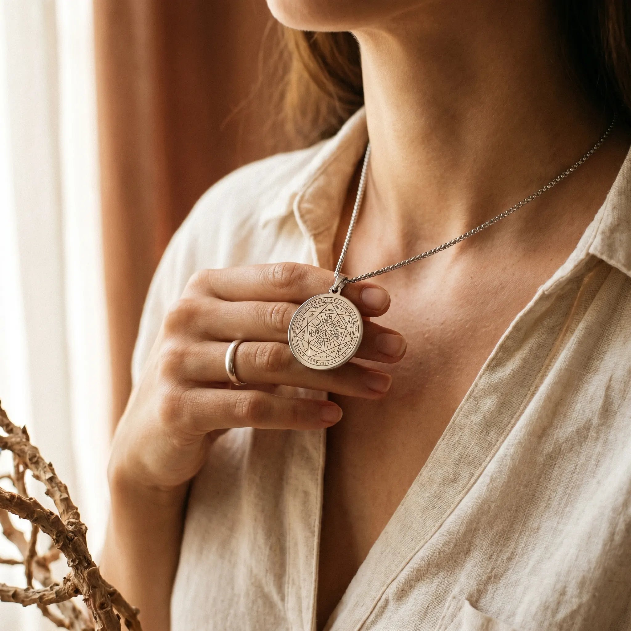 Le Sceau de Camael — Médaillon d'Archange Kabbalah — en situation · AURÆN Objets Sacrés