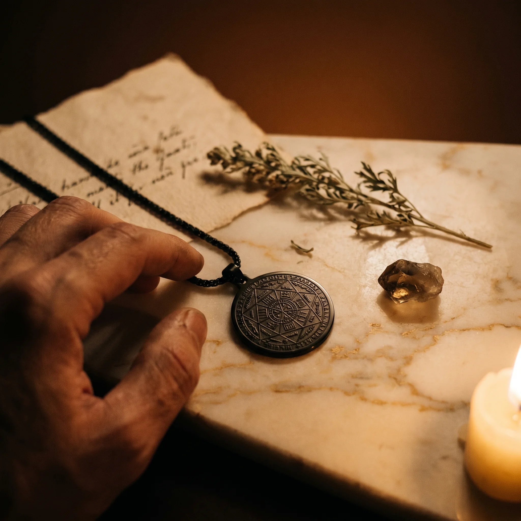 Le Sceau de Raphaël — Médaillon d'Archange Kabbalah — mise en scène rituelle · AURÆN Objets Sacrés