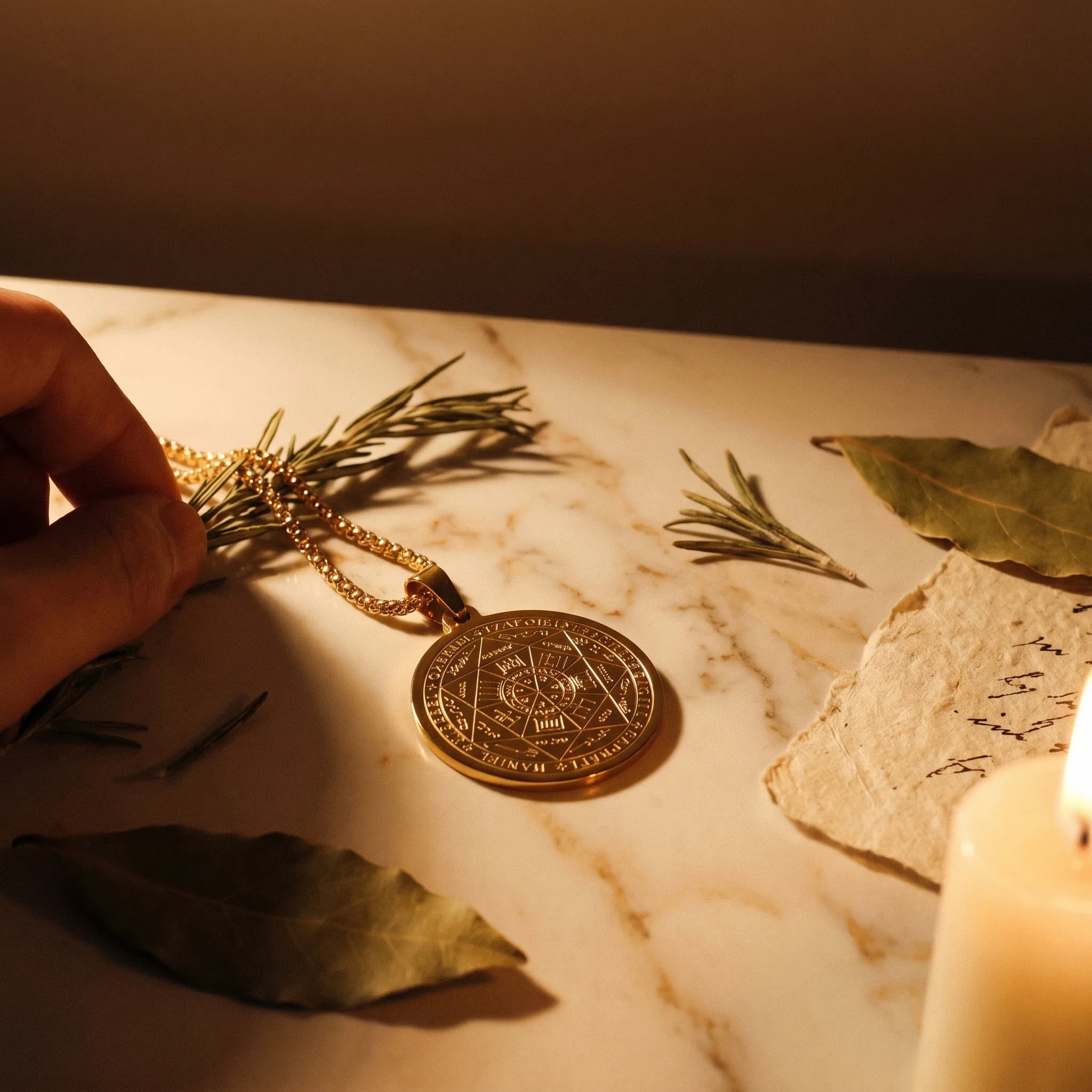 Le Sceau de Cassiel — Médaillon d'Archange Kabbalah — mise en scène rituelle · AURÆN Objets Sacrés