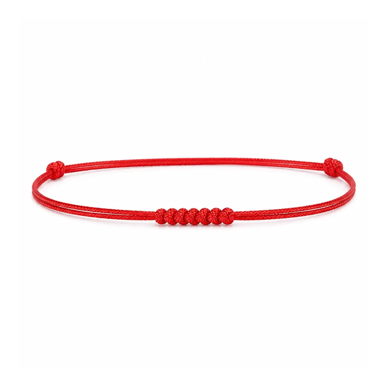 Le Fil Rouge — Bracelet 7 nœuds (protection kabbalistique) — packshot fond blanc · AURÆN Objets Sacrés