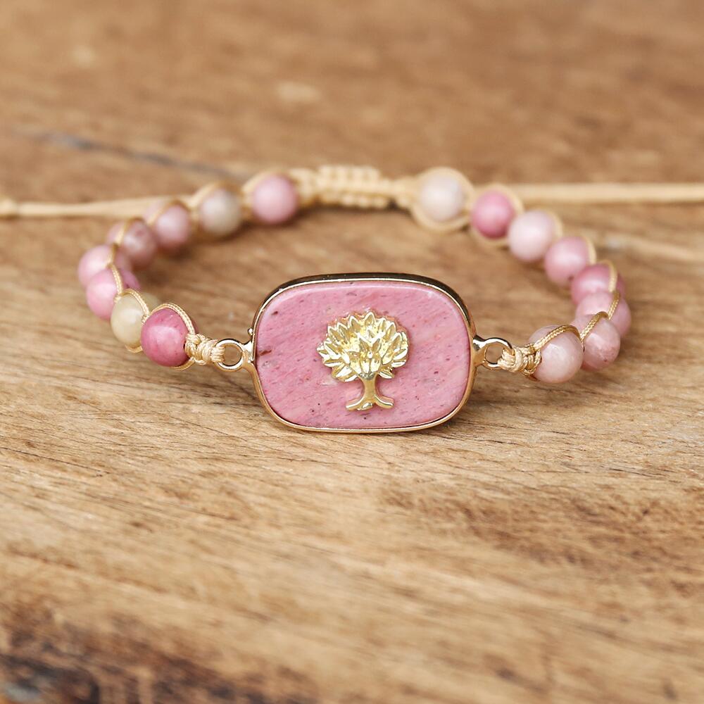 L'Arbre de Vie Rose — Bracelet rhodonite pendentif arbre vie | AURÆN
