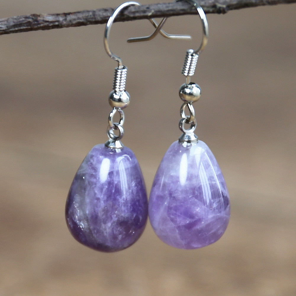 Boucles goutte — pierres polies forme larme