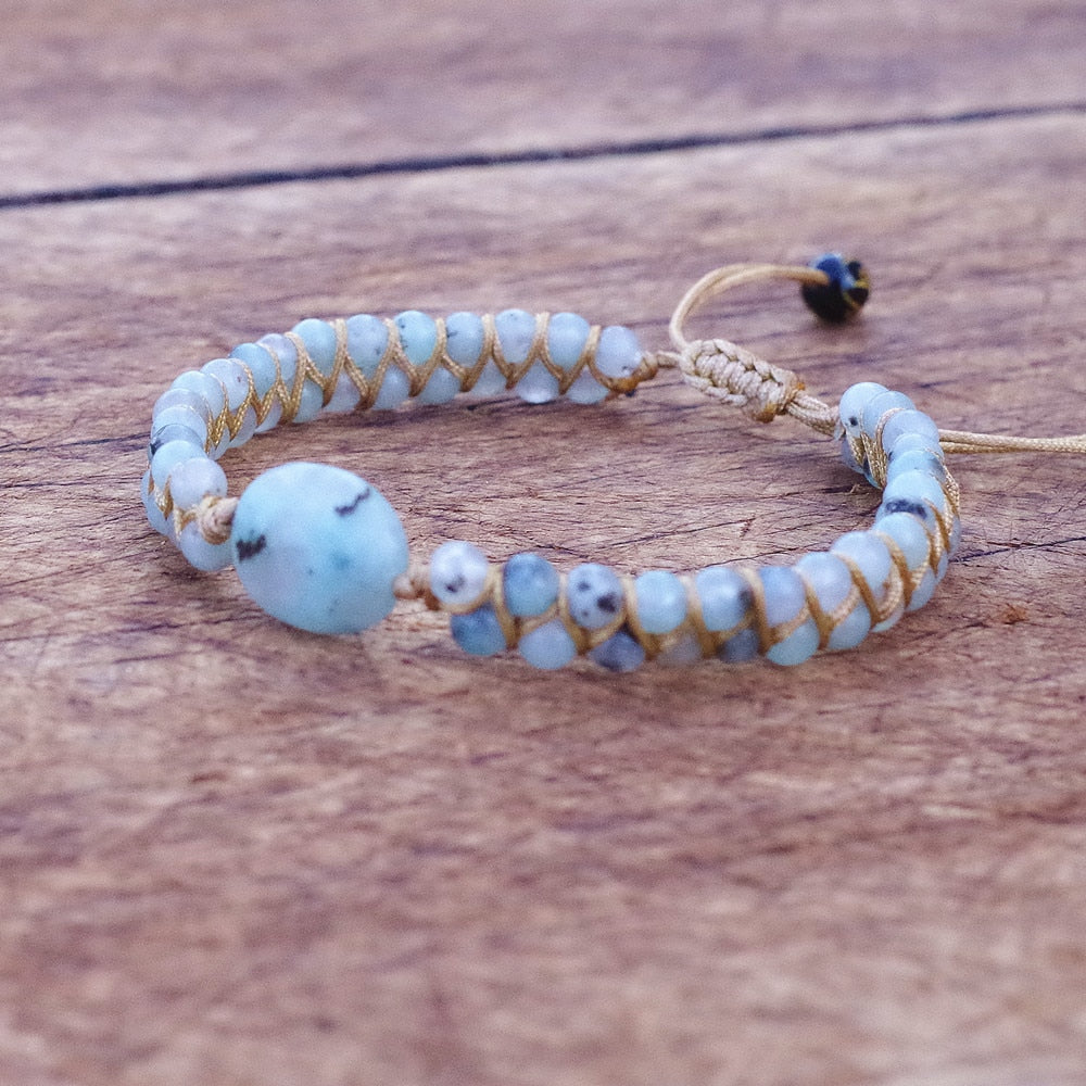 Bracelet jaspe bleu — perles 8mm pierre naturelle