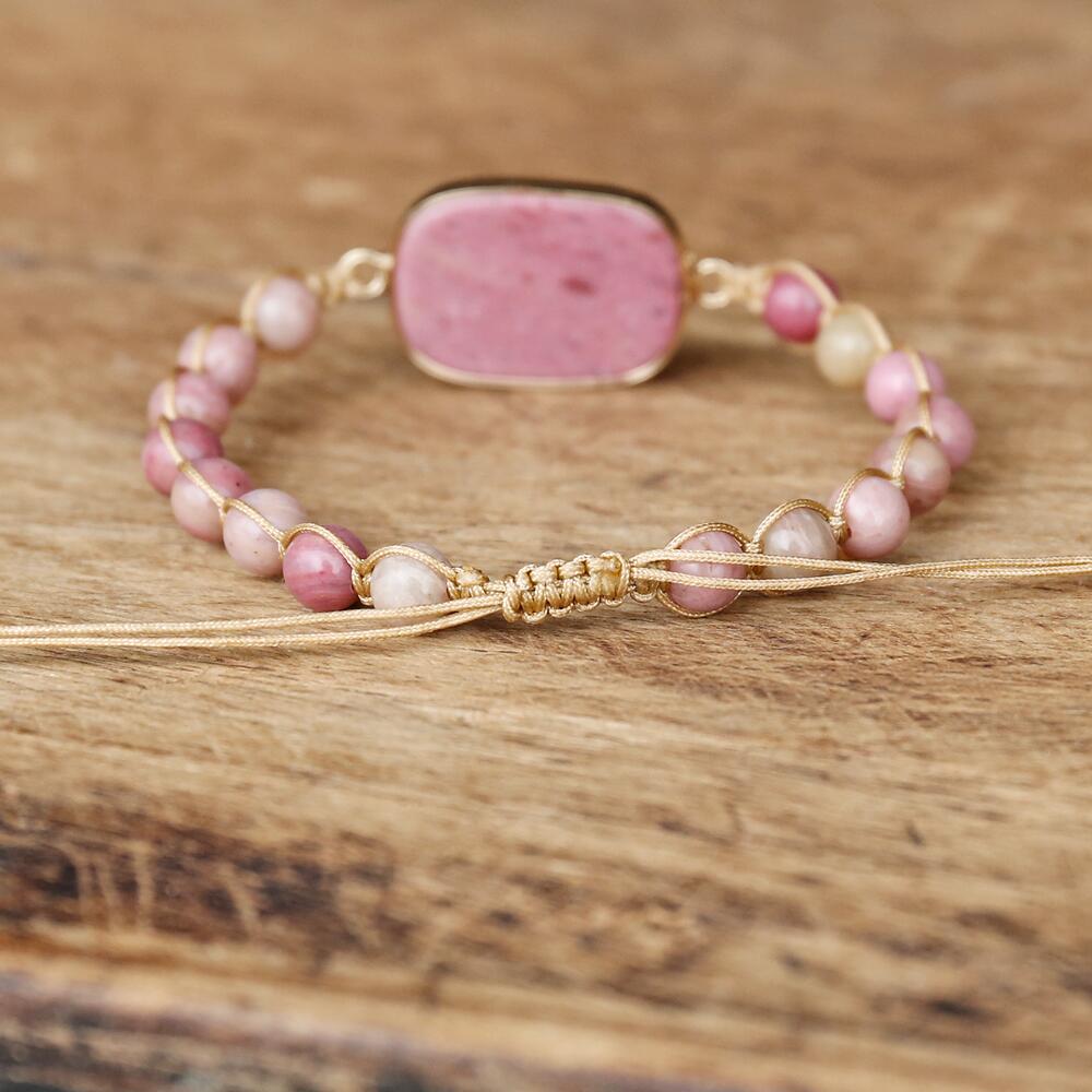 L'Arbre de Vie Rose — Bracelet rhodonite à pendentif