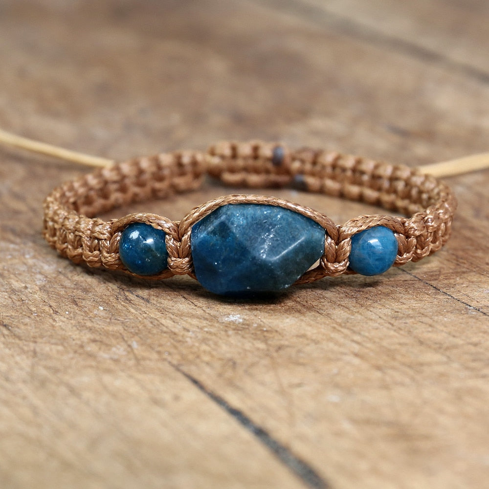 Bracelet apatite — variante pure bleu cyan