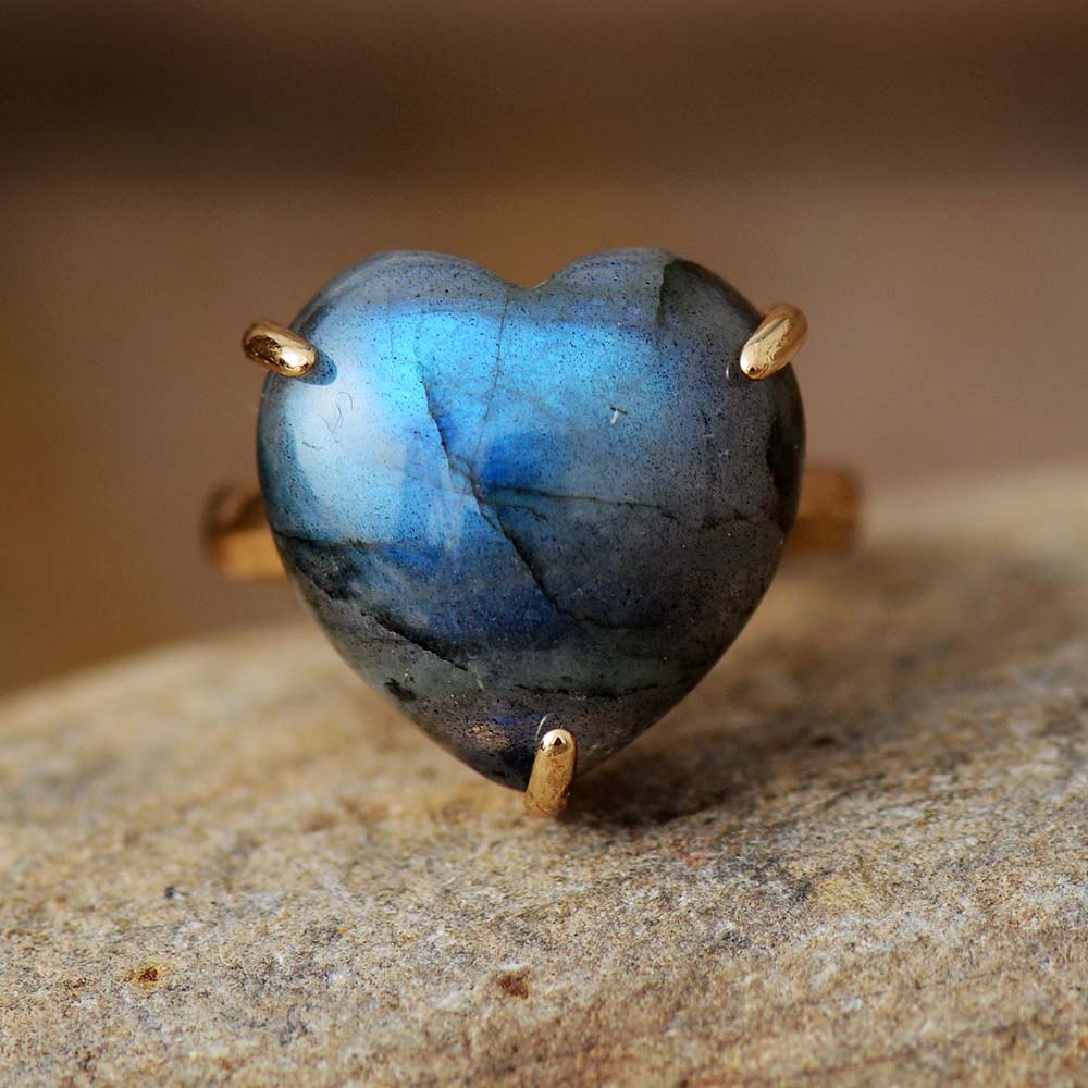 Le Cœur Bleuté — Bague labradorite cœur | AURÆN