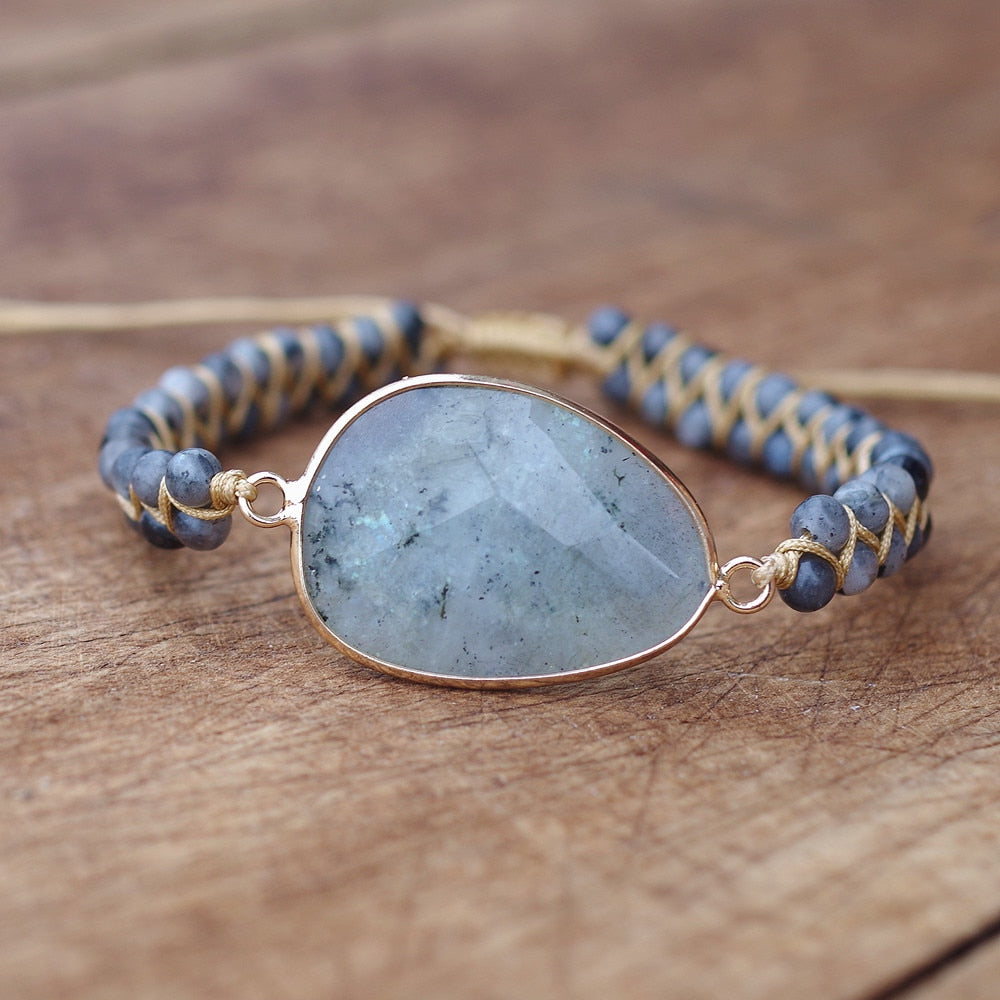 L'Amitié — Bracelet labradorite tressé esprit boho