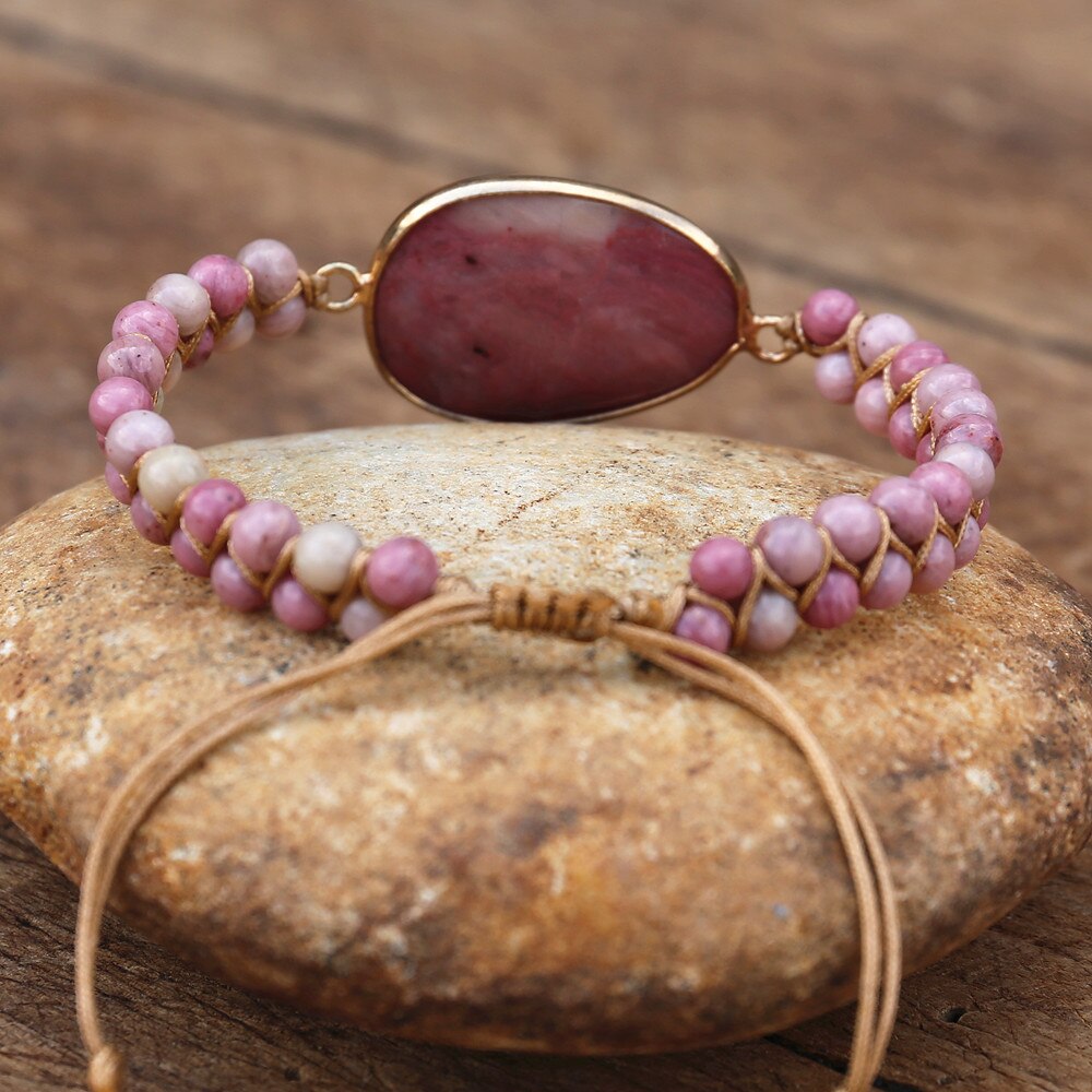 Bracelet rhodonite — chakra du cœur