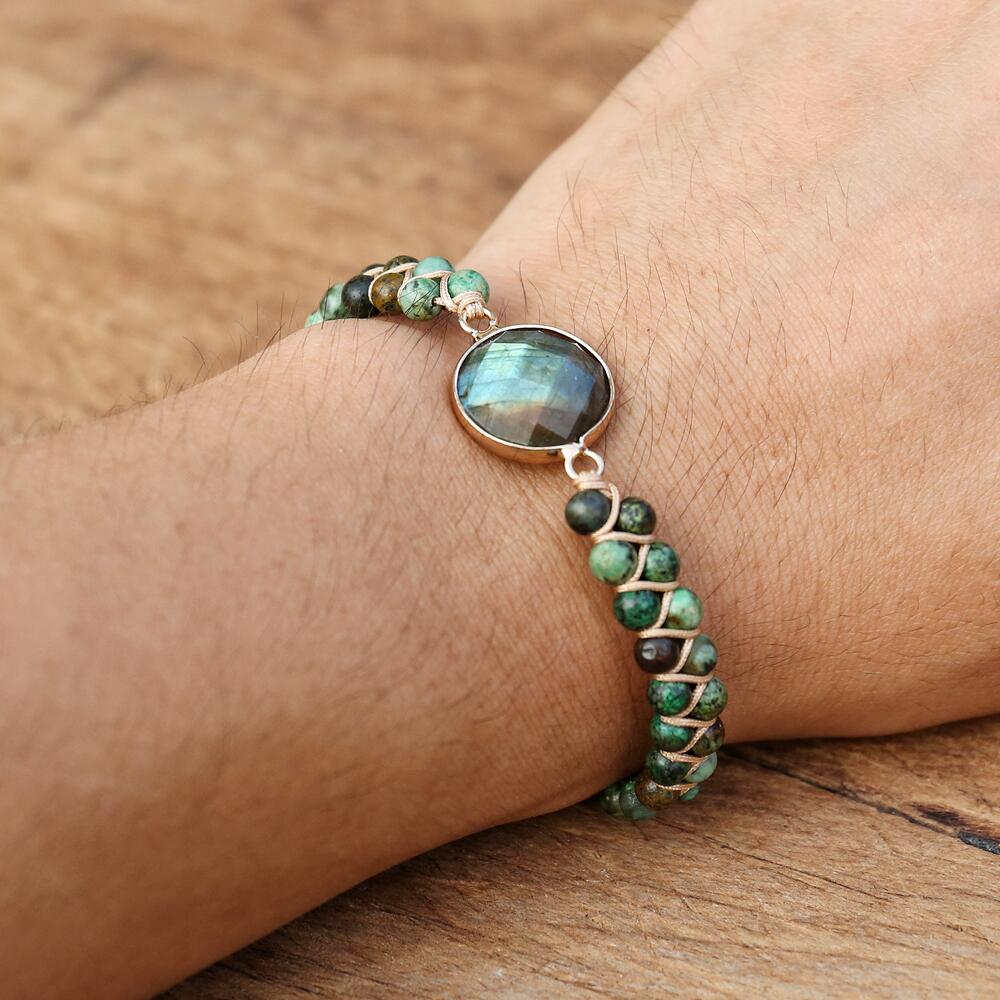 Bracelet labradorite — perles 8mm labradorescence