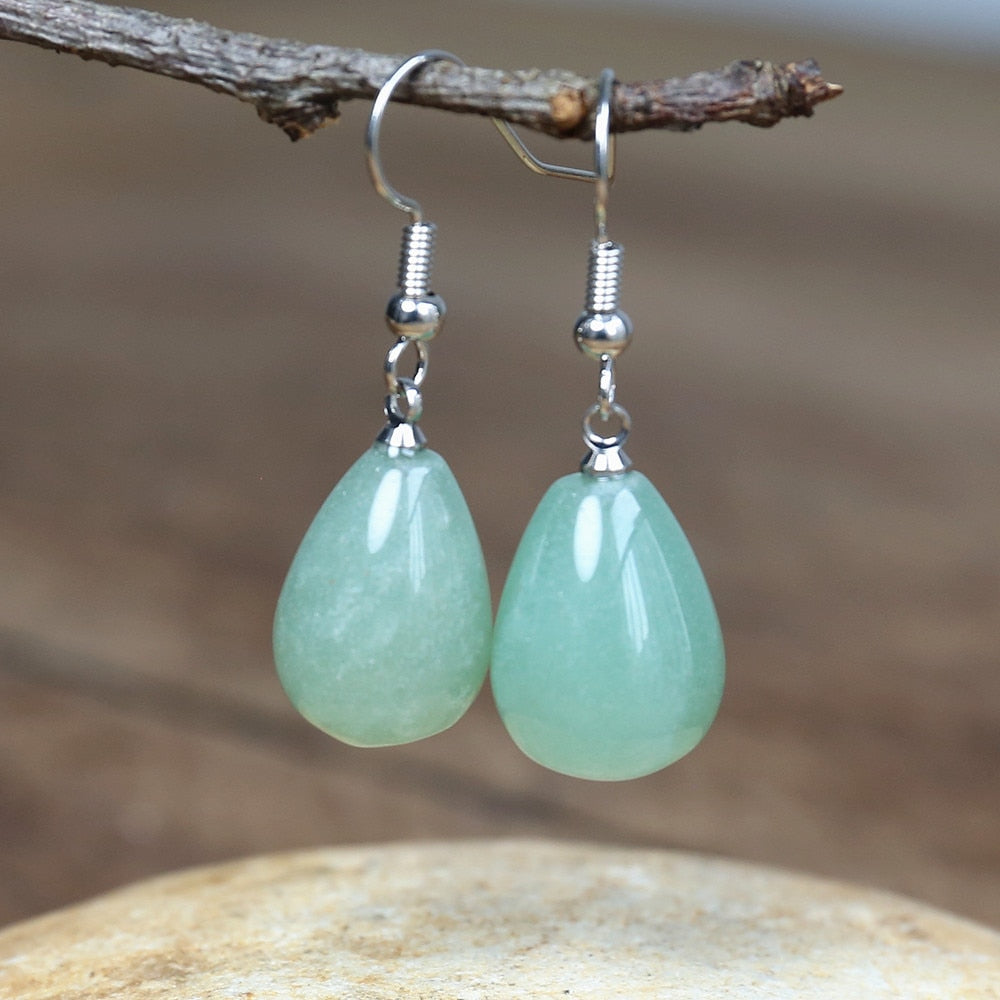 Boucles goutte — quartz rose larme