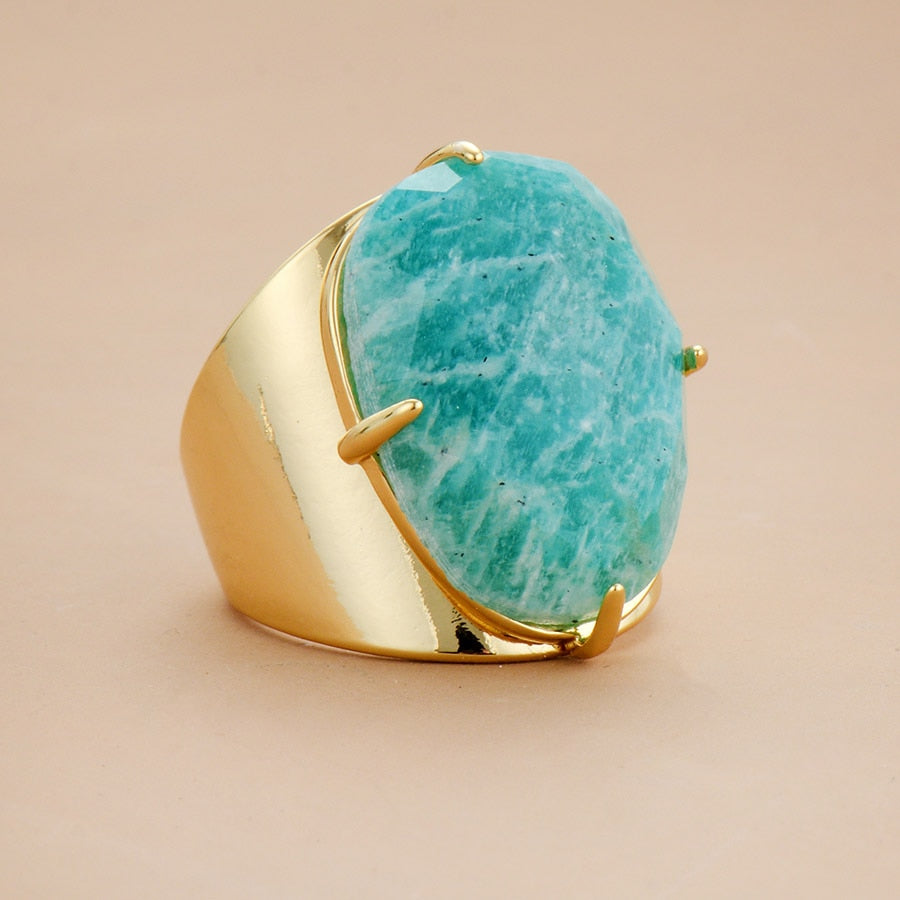 Bague amazonite — pierre verte d'apaisement