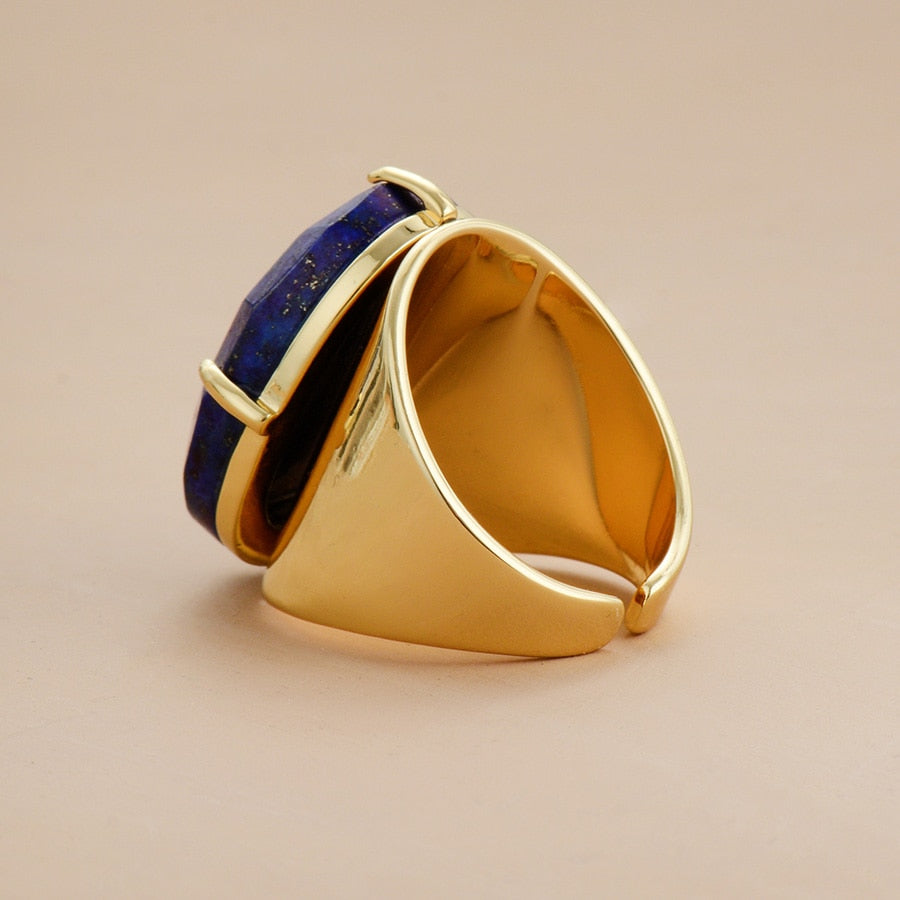 Bague lapis-lazuli — bleu royal matériel sacré