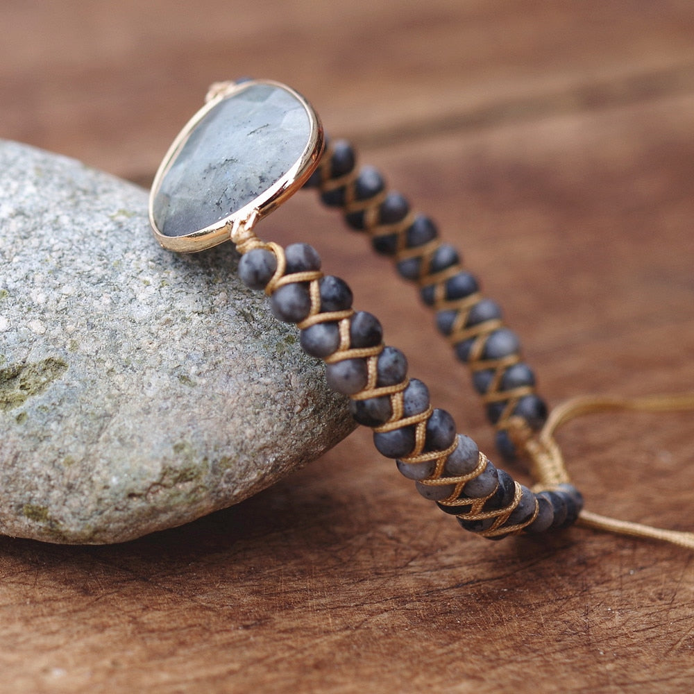 L'Amitié — Bracelet labradorite tressé esprit boho