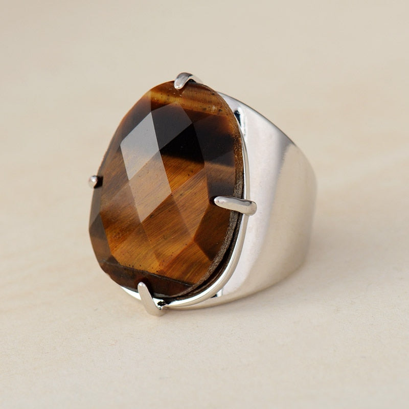 Bague œil de tigre — anneau brun naturel