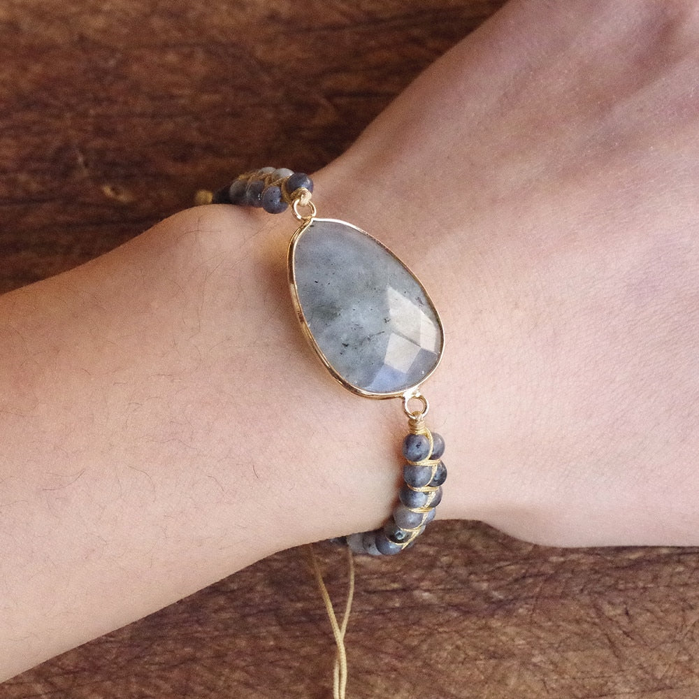 L'Amitié — Bracelet labradorite tressé esprit boho