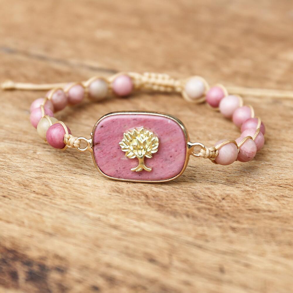 Bracelet rhodonite — symbole d'enracinement croissance
