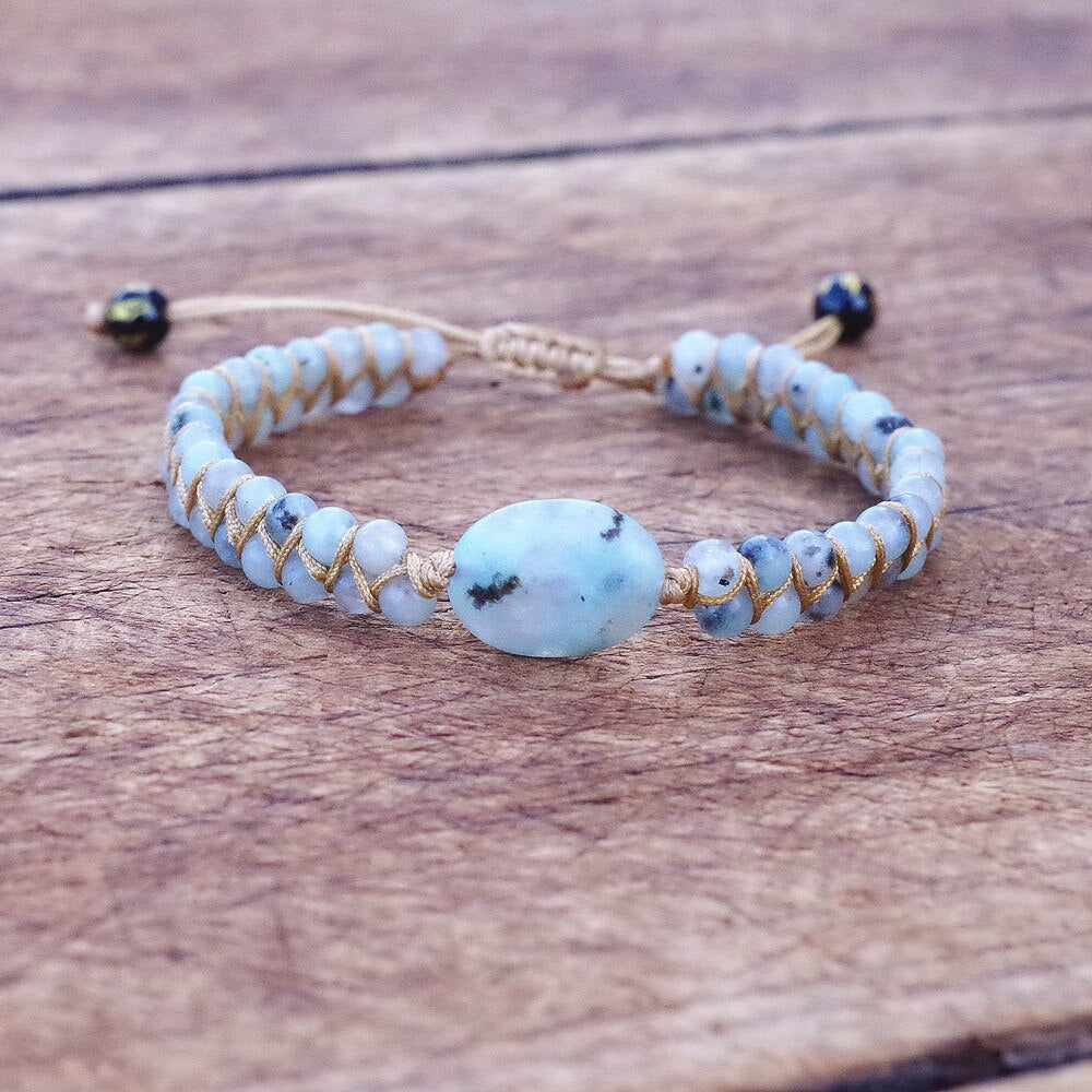 Bracelet jaspe bleu — chakra de la gorge