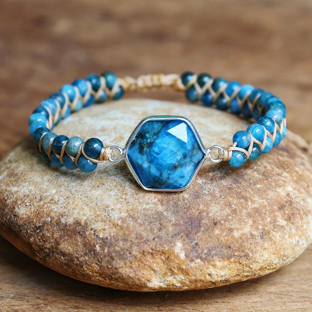 Bracelet apatite — perles 8mm turquoise