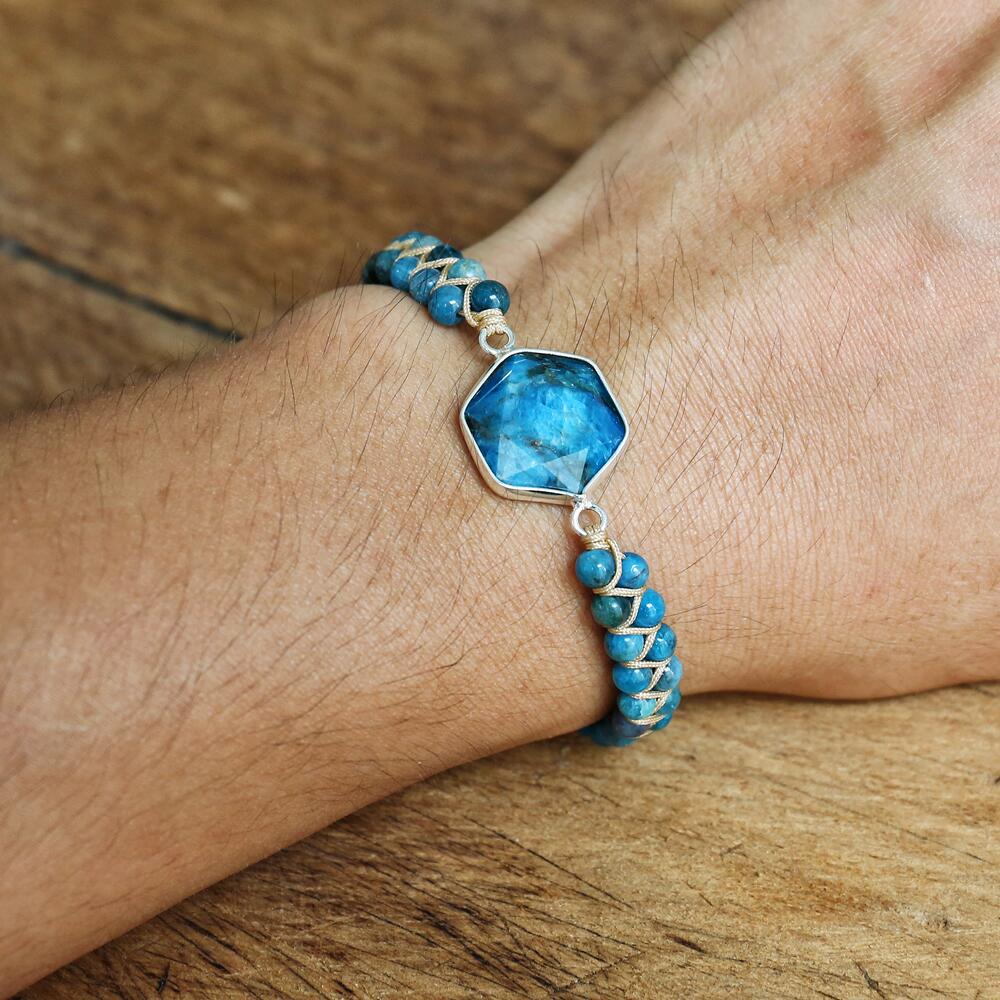 L'Apatite — Bracelet pierre bleu turquoise