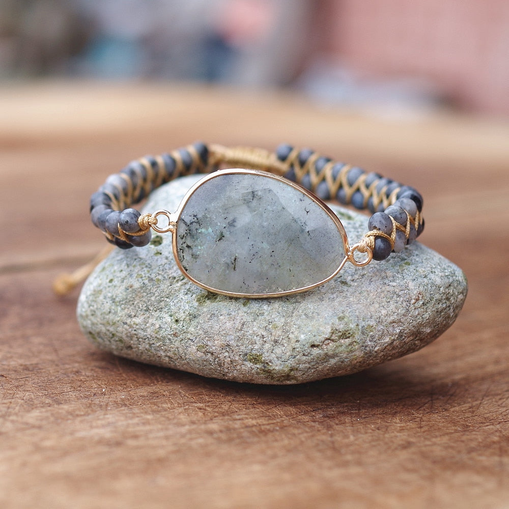 L'Amitié — Bracelet labradorite tressé esprit boho