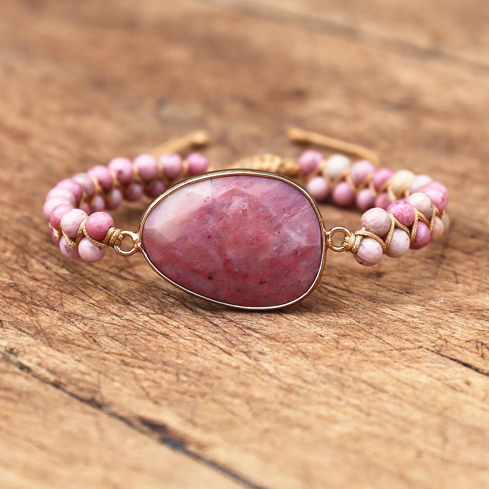 Bracelet rhodonite — pierre du pardon et réconciliation