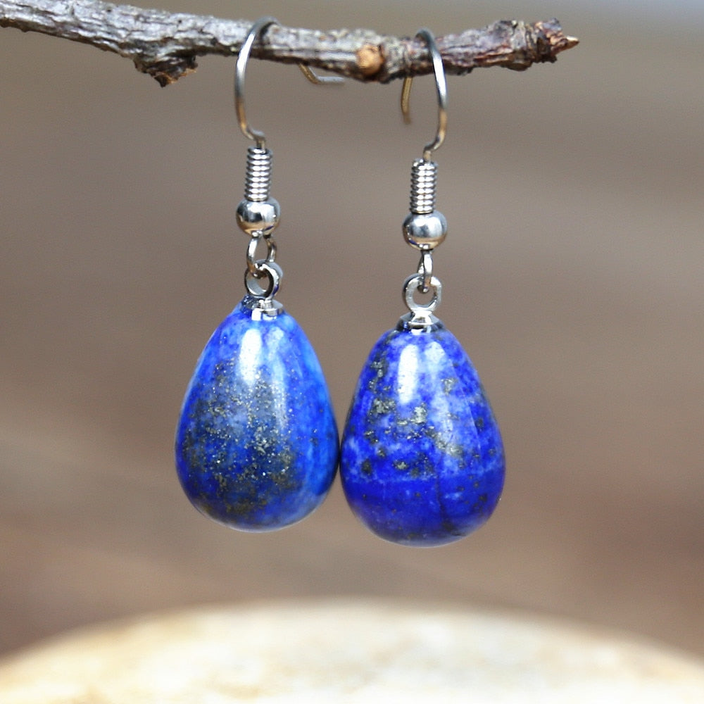 Boucles d'Oreilles Goutte d'Eau en Pierres Naturelles | Lapis Lazuli