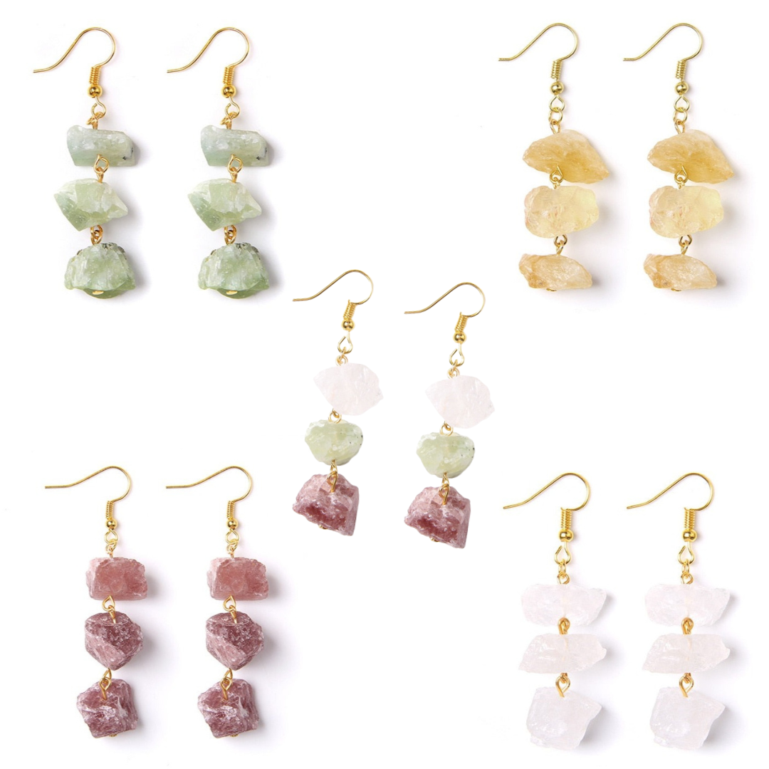 L'Échelle — Boucles d'oreilles à 3 étages en pierres | AURÆN