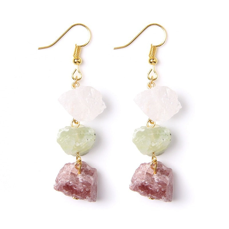 L'Échelle — Boucles d'oreilles à 3 étages en pierres