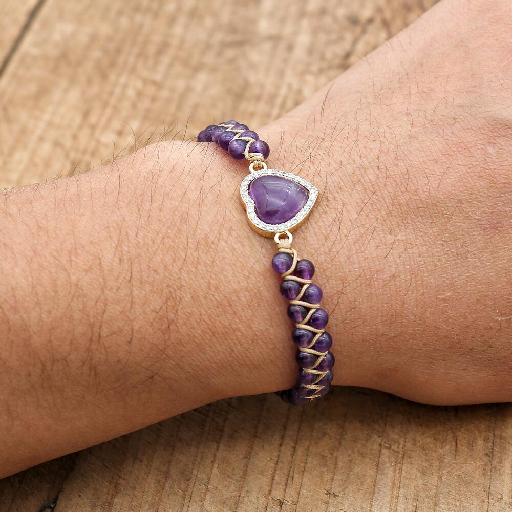 Le Cœur Violet — bracelet améthyste cœur AURÆN