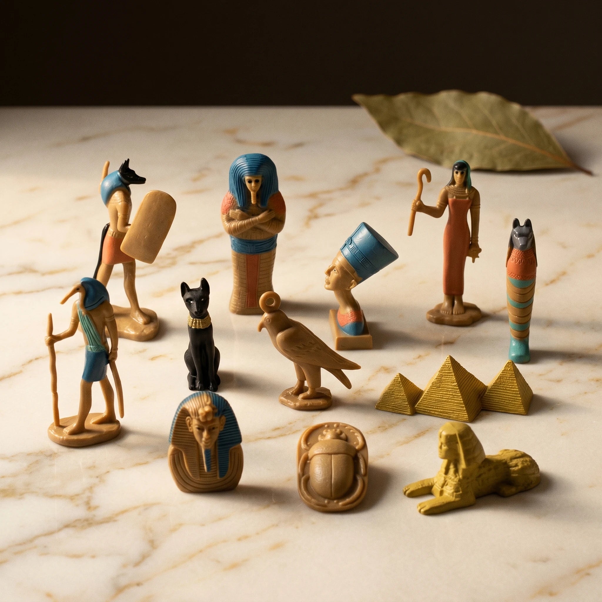 Le Coffret d'Égypte — Set 12 figurines miniatures Sphinx, Pyramide & Isis — vue principale · AURÆN Objets Sacrés