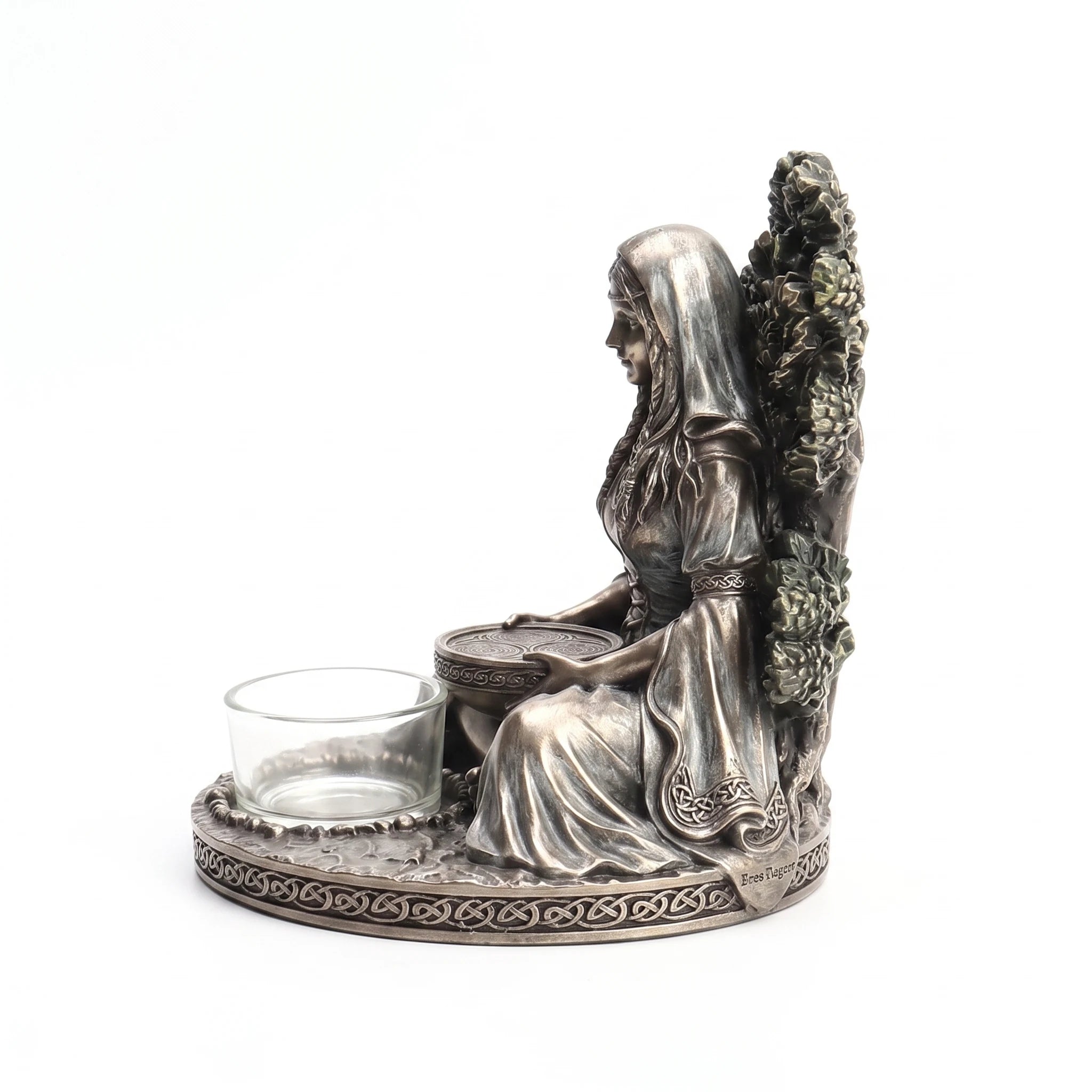Statuette déesse celtique Danu porte-bougie, féminin sacré, vue de profil · La Déesse & le Dieu Celtiques AURÆN